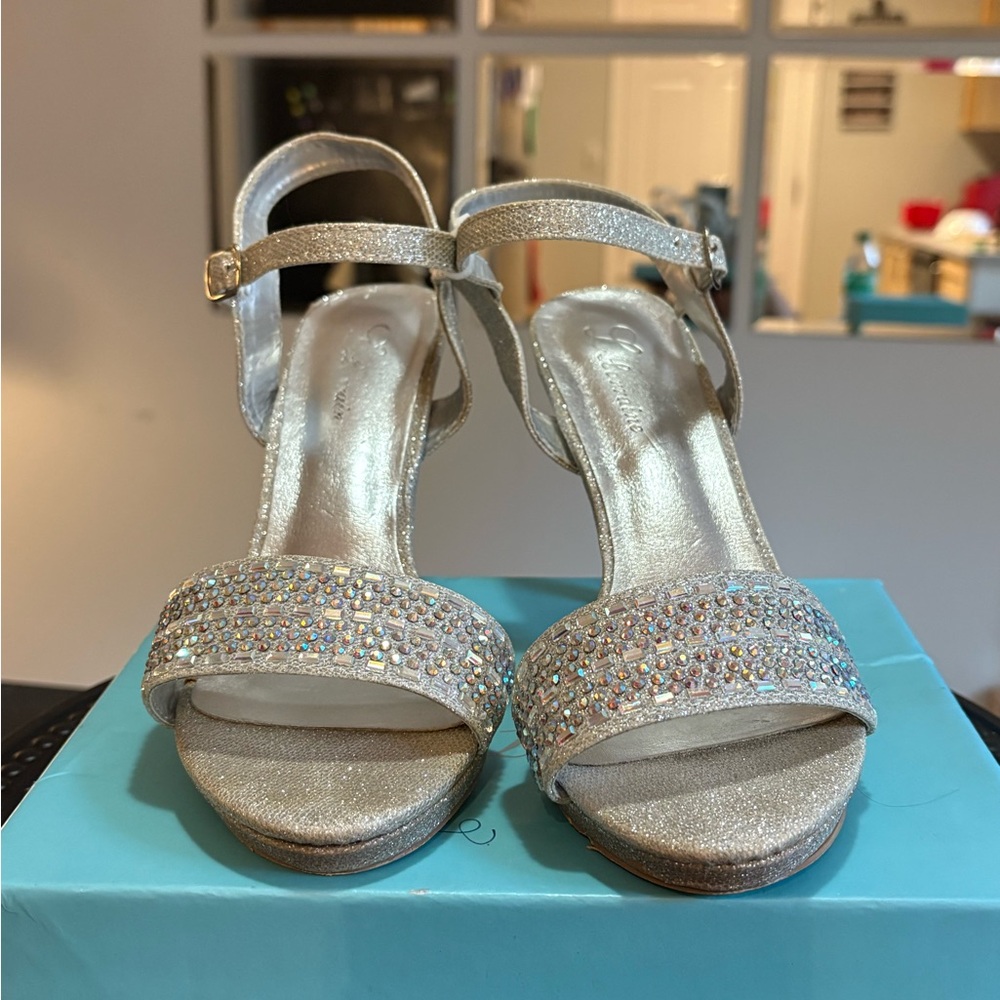 Lorraine Glittering Silver Strappy Heels - Picture 6 of 8